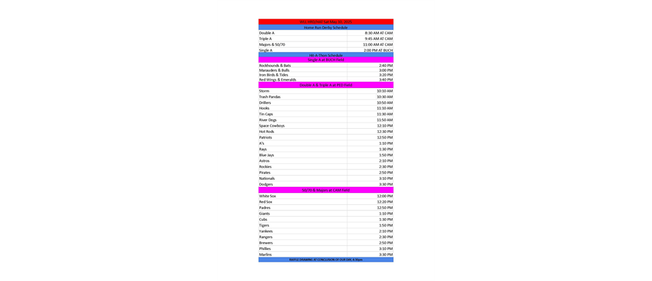 HRD / HAT Schedule